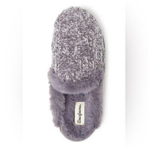 Dearfoams Womens Chenille Tab Scuff Memory Foam Slippers Size Small Indoor Gray